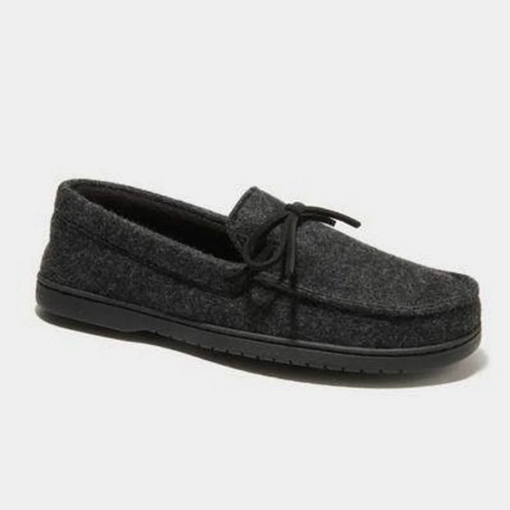 Men's Dilan Slippers by DLuxe by Dearfoams Charcoal Gray XL 13/14 New With Tags